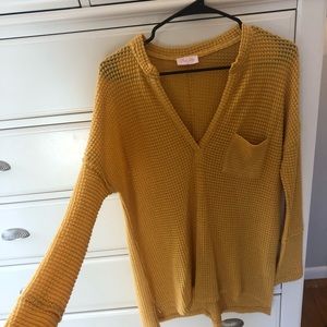 Waffle knit mustard sweater